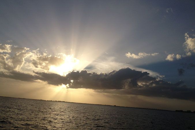 scenic view of fort myers beach bay and gulf from excursion boat