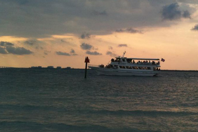 scenic view of fort myers beach bay and gulf from excursion boat