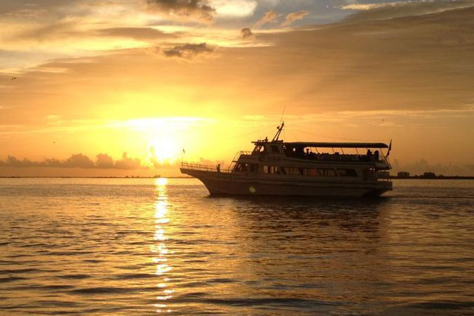 scenic view of fort myers beach bay and gulf from excursion boat